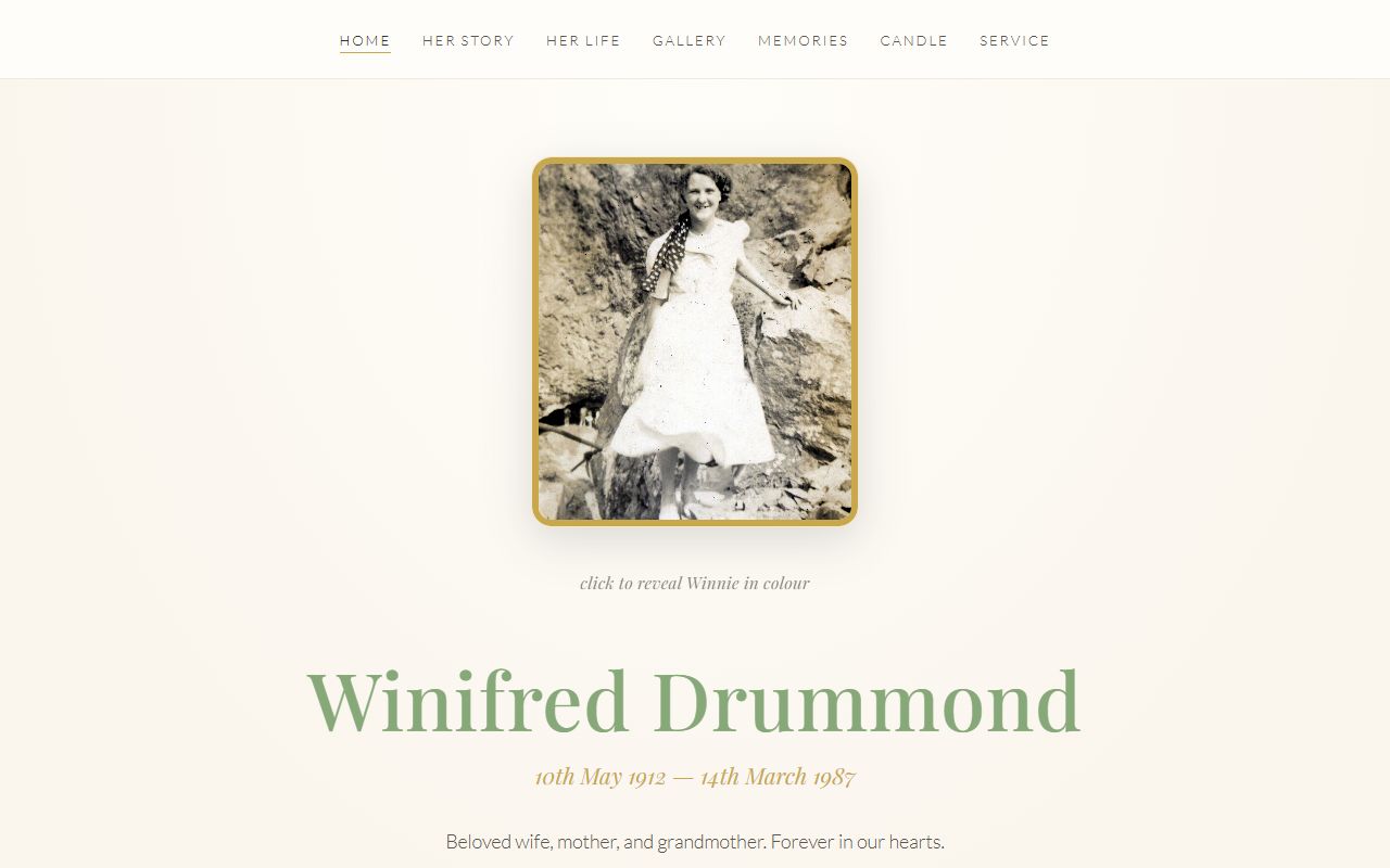 Winifred Drummond memorial page